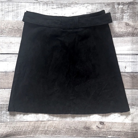 Zara UK real suede a-line button belt mini skirt 60’s 90’s mini lined XS or S 26 - Picture 3 of 4